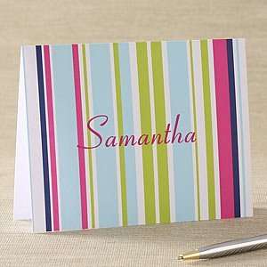  Girls Striped Personalized Note Card Set Health 