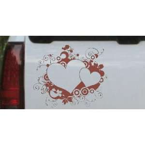 Brown 28in X 23.8in    Hearts With Swirls Car Window Wall Laptop Decal 