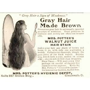   Walnut Juice Hair Stain Color Dye   Original Print Ad