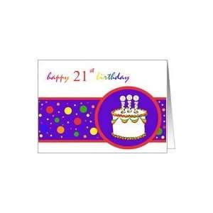  21st Happy Birthday Cake rainbow design Card Toys & Games
