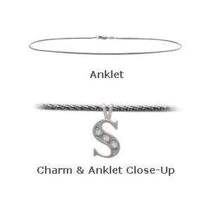  Initial Diamond S White Gold 10 Charm Anklet Jewelry