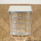 Distressed Silver 4 Drawer Mirrored Nightstand  