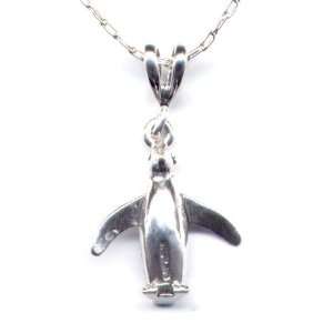  Penguin Pendant 18 Chain Necklace Sterling Silver Jewelry 