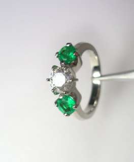 40 ct NATURAL DIAMOND & COLOMBIAN EMERALD RING 14K  