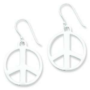  Sterling Silver Peace Sign Dangle Earrings Jewelry