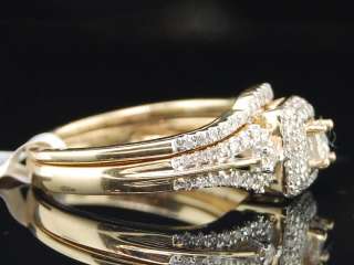   YELLOW GOLD PRINCESS CUT DIAMOND ENGAGEMENT RING BRIDAL WEDDING SET