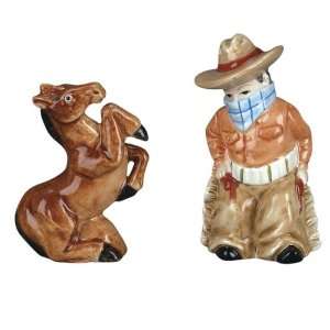  Bronco Horse and Western Cowboy Salt & Pepper Shakers S/P 
