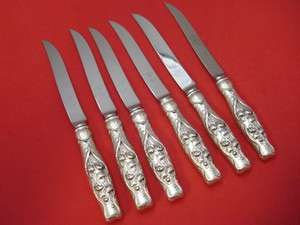 LILY OF THE VALLEY BY WHITING / GORHAM STERLING STEAK KNIVES  