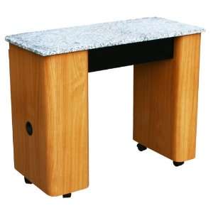  Elsa Manicure Table   LIght wood/ White granite top 