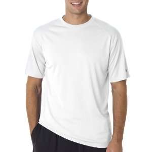 Badger Sportswear Mens Crewneck Short Sleeve Moisture T Shirt, white 