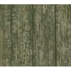 Barn Board Green Wallpaper 