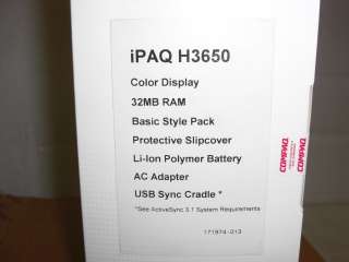 HP/COMPAQ iPAQ H3650 32MB Pocket PC PDA NEW  