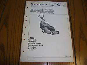 Husqvarna Royal 53S Lawn Mower Spare Part List Diagram  