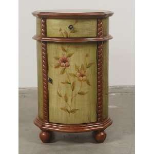   Accent Table 17 Round Floral Cabinet Solid Wood New 