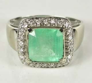 3599 14K White Gold 3.74ctw Large Columbian Emerald & G VS2 Diamond 