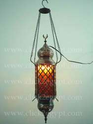   Pendant/Hanging Mesh Moroccan Lamp/Lantern / Planter Pot AMBER GLASS