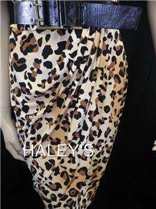 New Marvin Richards Leopard Print Brown Black Belted Dress Misses Size 