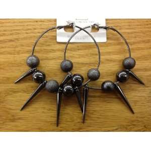  Grey spike hoop earring with ball 