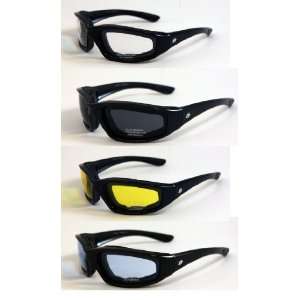  4 Pair Motorcycle Riding Glasses Smoke Clear Yellow Light 