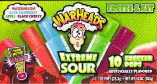 NEW BOX WARHEADS EXTREME SOUR FREEZE ICE POPS 10 COUNT  