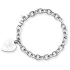   White Gold 8.5in Polished Engraveable Link with Heart Charm Bracelet