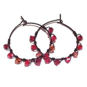  Black Hoop Earrings w/ Swarovski Crystals   Random Reds Jewelry