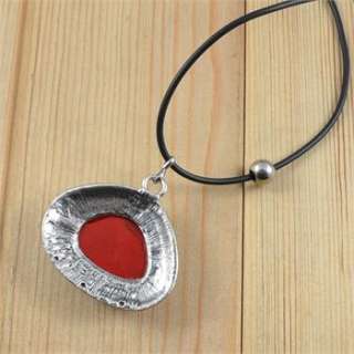   Silver Plated Exotic Red Turquoise Stone Pendant Necklace N107  