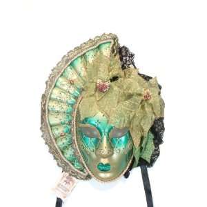  Green Big Woman Satin Venetian Masquerade Mask