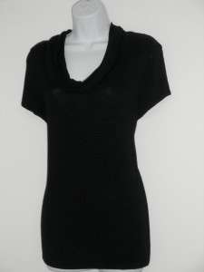 CHICOS Black 100% Rayon Cowl  Neck Top Size   2  