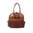  Tan Double Handle Leatherette Satchel Hobo Handbag w/Shoulder Strap