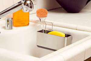   Stainless Steel Sink Caddy Scrubbers Organizer with Dividers ASTV278