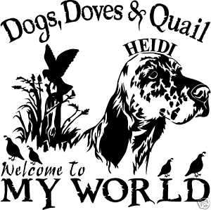 ENGLISH SETTER DOG DECAL Dove Quail Hunting Bird 1884ES  