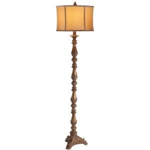   Style Carved Floor Lamp with Drum Shade 