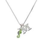 Delight Jewelry Green Seahorse M Initial Charm Necklace