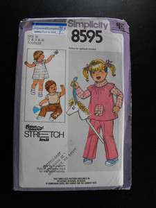 70s Simplicity Pattern 8595 Toddler Girls/Boys Dress/Tunic/Top/Pants 