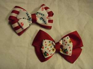 SET 2 CHRISTMAS Boutique Scene Emo Bow Hair Clips  