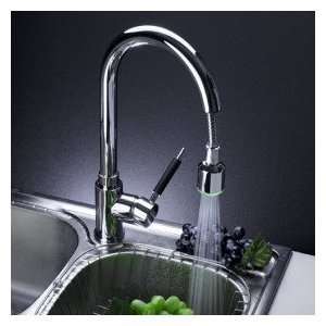   Brass Kitchen Faucet with Color Changing LED Light
