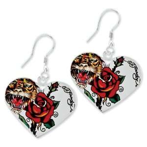  Ed Hardy Tiger Rose Large Earrings/Stainless Steel 