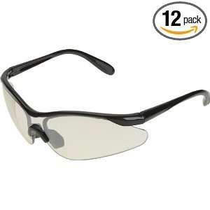   Safety Glasses, Black Frame with Smoke Lens, 12 Pack