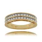 GEMaffair DIAMOND WEDDING RING IN 14K GOLD W/ DOUBLE DIAMOND BAND