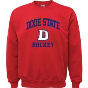  Dixie State Red Storm Red Youth Hockey Arch Crewneck 