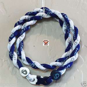 Phiten Tornado Necklace Custom New Navy with White  