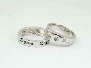 Sigma Kappa sterling silver ring hearts with enamel and cubic zirconia 