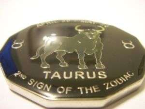 Black Taurus Zodiac Horoscope Poker Card Guard Coin  