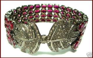 Victorian  3.04ctw Rose Cut Diamond Ruby Bracelet  