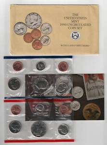 1990 Original 10 Coin US Uncirculated MINT SET  