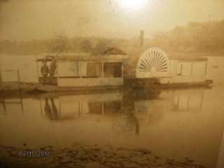 MID 19TH CENTURY ALBUMEN CABINET PHOTO PADDLE WHEEL STEAMBOAT FERRY 