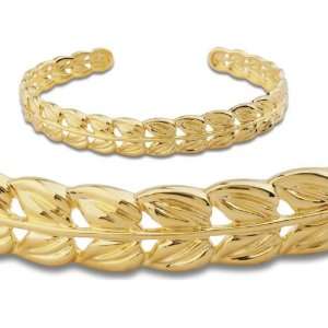  18k Gold Over Sterling Silver Leaf Cuff Bracelet Jewelry