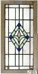 Large Antique English Lead Glazed Stained Glass Window  