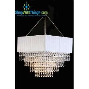  Chandelier Gracie Fabric Square & Cascading Crystals 